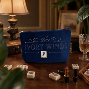 Soft Skin-care Silk Velvet Cosmetic <b>Bag</b> Printed Logo <b>Makeup</b> <b>Bag</b> for Women <b>Large</b> Capacity Zipper Cosmetics Storage <b>Bag</b> - Product Image 3