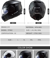 Casque modulaire à double visière LS2 FF902 pour hommes et femmes, haute performance, ABS, visière intégrale rabattable pour la course à moto