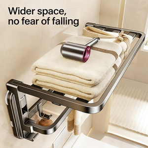 <span class=keywords><strong>Toallero</strong></span> con ventosa, soporte <span class=keywords><strong>de</strong></span> toallas para baño <span class=keywords><strong>sin</strong></span> taladro, estante <span class=keywords><strong>de</strong></span> almacenamiento plegable doble para <span class=keywords><strong>pared</strong></span>, organizador <span class=keywords><strong>de</strong></span> ducha - Product Image 2