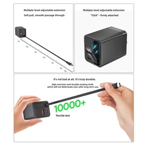 DENIXI GAN met QC3.0 dubbele poorten snellaadadapter paar (A + C) verlengbare kabel & milieuvriendelijk ontwerp <span class=keywords><strong>80</strong></span> Watt oplader - Product Image 5