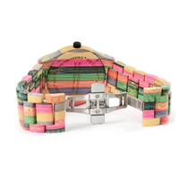 Reloj de bambú de moda de negocios de lujo para mujer, logotipo personalizado, movimiento de cuarzo, marca Seiko, cristal de acero inoxidable de 22mm, último diseño