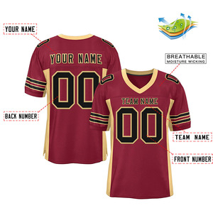 Uniforme de rugby personnalisé à manches courtes respirant imprimé en gros avec nom et numéro cousus Vêtement de football rétro américain - Product Image 2