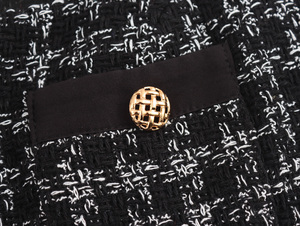 QSY 2025 Sq Are Collar <span class=keywords><strong>B</strong></span> Ttons <span class=keywords><strong>P</strong></span> Patrón a cuadros Color negro Sin mangas Cas Al Fashion Ladies Tweed Maxi Dress - Product Image 4
