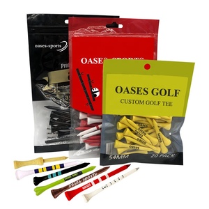 Tees de golf en bois de bambou imprimés sur mesure, 70 mm et 83 mm, directement de l'usine, avec sac en plastique - Product Image 1