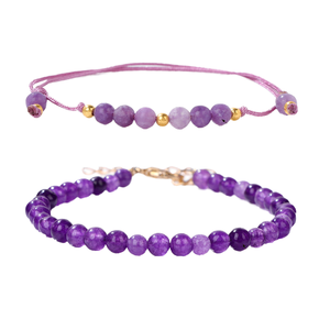 Women's Purple Cloud Weaving Hand String New Double-Layered Natural Amethyst Lobster Buckle Fashion <b>Beaded</b> <b>Bracelet</b> ManChao Gift - Product Image 3
