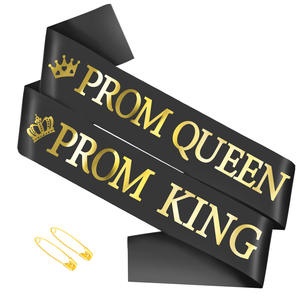 Conjunto de correa de hombro para fiesta de graduación con letras doradas Satén Graduación Rey Reina Correa ceremonial - Product Image 5