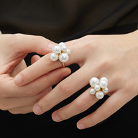 Bracelet en perles de nacre et bague ouverte en acier inoxydable plaqué or véritable 18 carats, ensemble de bijoux pour femme, vente en gros fabricant
