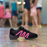 Chaussures de danse jazz à talon bas, empeigne en maille respirante, bout rond, chaussures de danse russes avec doublure en cuir véritable, caractéristiques en cuir souple