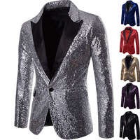 Blazers formels pour hommes, vestes à paillettes, manteaux bling-bling à boutons pour la fête de mariage, blazer pour hommes, costume formel de gentleman