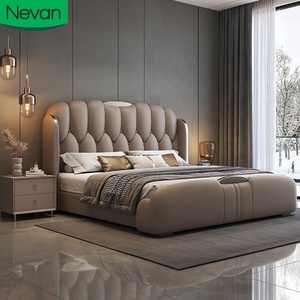 Camas de hotel de lujo modernas, marco de madera, tamaño king Queen, diseño de moda, buena calidad, venta al por mayor, cama con funda - Product Image 1