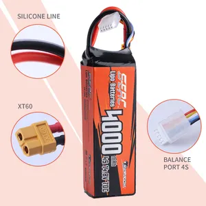 SUNPADOW 4S 14.8V Lipo Battery 4000mAh 70C Soft Pack With Deans XT60 Plug For RC Car Truck Boat Vehicles Tank Buggy