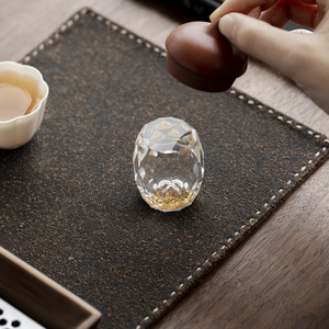 Crystal Glass Teapot Lid With Gold Handle Irregular Shape For Kung Fu <b>Tea</b> <b>Set</b> Gaiwan Accessory - Product Image 3