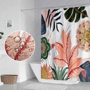Rideau <span class=keywords><strong>de</strong></span> douche en polyester imprimé mandala fleurs et feuilles, style bohème et américain, sans perçage, décoration <span class=keywords><strong>de</strong></span> <span class=keywords><strong>salle</strong></span> <span class=keywords><strong>de</strong></span> <span class=keywords><strong>bain</strong></span> - Product Image 3