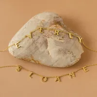 Collier personnalisé EMANCO en acier inoxydable plaqué or 14 carats pour femme, pendentif ras-du-cou avec nom et lettre personnalisée, cadeau plaque nominative