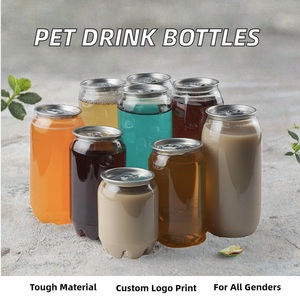 โรงงานขายส่งขวดเครื่องดื่มพลาสติก PET พร้อมฝาอลูมิเนียมสำหรับกาแฟ น้ำผลไม้ ชา และเครื่องดื่มต่างๆ - Product Image 2