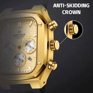 นาฬิกาข้อมือธุรกิจหรูหราสีทอง ระบบควอตซ์ โครโนกราฟ สำหรับผู้ชาย - Product Image 3