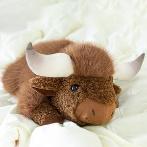 Peluche de simulation de vache couchée, petit bison en coton PP, ornements décoratifs, pour la Journée des enfants et l'anniversaire d'un garçon - Product Image 2