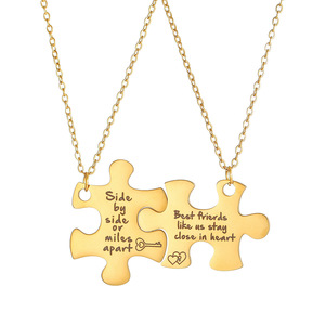 Stainless Steel Puzzle <b>Necklace</b> Electroplated Laser Engraved Clavicle Chain Gift For <b>Friends</b> Unisex Daily Wear Geometry Design - Product Image 5