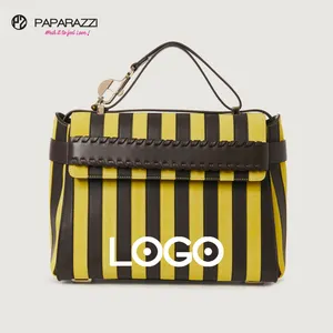 Новый дизайн, цветная контрастная Вертикальная полосатая мягкая сумка-мессенджер через плечо из искусственной кожи Paparazzi PA0415