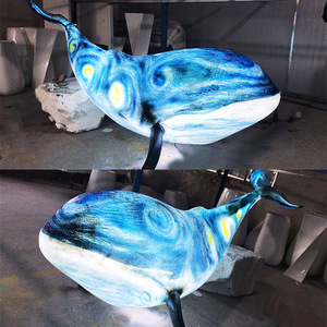 Escultura de ballena de resina para suelo, figura decorativa artística contemporánea, paquete de una sola pieza, patrón animal hecho a mano - Product Image 3