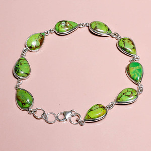 Bracelet de pierres précieuses en argent sterling 925, bijoux de bracelet de turquoise en cuivre bleu naturel, bijoux de pierres précieuses en argent de fabricant - Product Image 4