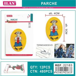 ILAN Patch Termoadesivo Ovale 6.4x9.3Cm con Disegno del Nonno Cartone Animato - Product Image 1