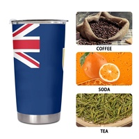 Gobelet réutilisable en acier inoxydable de 20 oz, conçu sur mesure avec le drapeau des îles Turcs et Caïcos, pour la maison, le bureau, les boissons quotidiennes, les pique-niques en famille