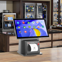Terminal tout-en-un à double écran tactile de 14 pouces Système Pos de machine enregistreuse de caisses enregistreuses Scanner de codes-barres de reçus intégrés