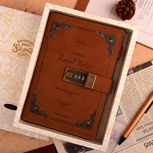 Coffret cadeau de carnets de notes d'affaires A5 avec logo personnalisé Livrets à couverture rigide en cuir avec classeur à anneaux et coutures en selle verrouillées - Product Image 3