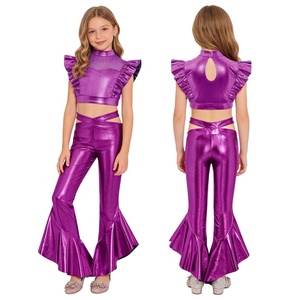 ชุดการแสดงเต้นรำสำหรับเด็กผู้หญิงอายุ 6-16 ปี เสื้อครอปเมทัลลิกพร้อมกางเกงขายาว ชุดเต้นแจ๊สสำหรับการแสดงบนเวที งานปาร์ตี้ธีมต่างๆ และงานคาร์นิวัล - Product Image 4