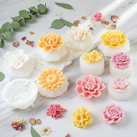 AK Blumen-Fondant-Kuchenformen für DIY Aromatherapie-Kerzen und Backen, 3D-Silikonform in Pfingstrosen- und Rosenform, leicht zu entformen, für Gelee und Pudding