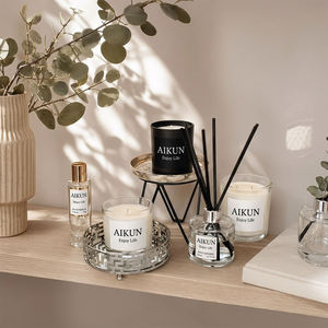 AIKUN Handmade Natural 120 Days Long Lasting Soy Wax Candle Set <b>Reed</b> <b>Diffuser</b> Set <b>for</b> Bedroom Bathroom Living Room Home - Product Image 1