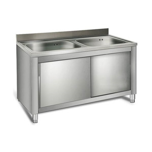 Victory Double Bowl Fregadero de cocina de acero inoxidable Gabinete inox Equipo de catering para hoteles Restaurantes Fábrica China directa - Product Image 6