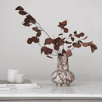 Vase à fleurs en marbre rouge Calacatta italien de 15,5 x 18 cm, style Art déco, pour table, étagère, cheminée, entrée, décoration intérieure, livraison directe DDP