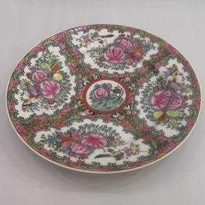 Plato Decorativo <span class=keywords><strong>de</strong></span> <span class=keywords><strong>Porcelana</strong></span> <span class=keywords><strong>China</strong></span> Antigua Hecho a Mano con Medallón <span class=keywords><strong>de</strong></span> Rosas, Patrimonio Cultural Intangible Internacional, Decoración para el Hogar, Rosa <span class=keywords><strong>Canton</strong></span> - Product Image 2