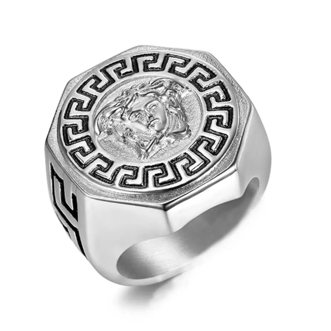 Anel punk maçônico de aço inoxidável, anel masculino de prata aço inoxidável 316l