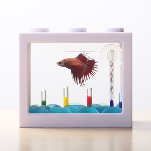 Acquario Mini per Pesci Betta in <span class=keywords><strong>10</strong></span> Colori, Creativo Blocco da Costruzione, Decorazione per Casa e Ufficio, Contenitore per Alimentazione - Product Image 4