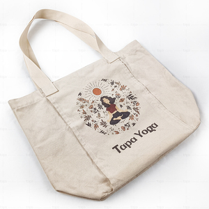 Precio de fábrica cavas bolso de mano con logotipo impreso personalizado Bolsillo grande impermeable para mujeres esterilla de yoga bolso de mano bolso de algodón de lino - Product Image 6
