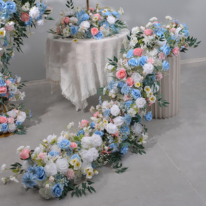 مخصص 2 متر وردي أرجواني مرحلة الممر زهرة صف الحرير الزفاف محور زخرفة زهرة اصطناعية الجدول عداء - Product Image 3