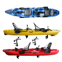 Kayak de pêche à pédales 2 places de 14 pieds, coque en PE, pliable, léger, écologique, pour usage en eau vive, PC