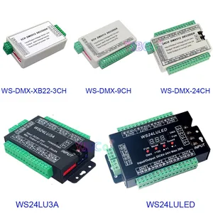 Anodo comum dmx512 decodificador, 5v 12v 24v 3 ch 9 ch 24 ch canais dmx led rgb rgbw controlador para led tira, lâmpada, luz, fita de luzes