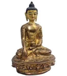Estatua tibetana de Buda, estatua de latón con acabado antiguo budista, artesanía india de alta calidad - Product Image 3