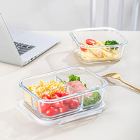 Conteneur de stockage alimentaire en verre borosilicate avec couvercle en plastique ventilé, boîte à lunch en verre