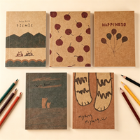 Mini carnet à couverture souple, journal de poche pour étudiants, design mignon avec des figurines, bloc-notes vierge, 50 feuilles, papeterie