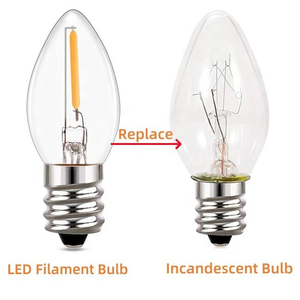 مصابيح LED من نوع C9 بقوة 0.6 واط، مصباح ليلي بخيوط LED على طراز إديسون، مصباح LED بقاعدة شمعية E17 بجهد 120 فولت - Product Image 6