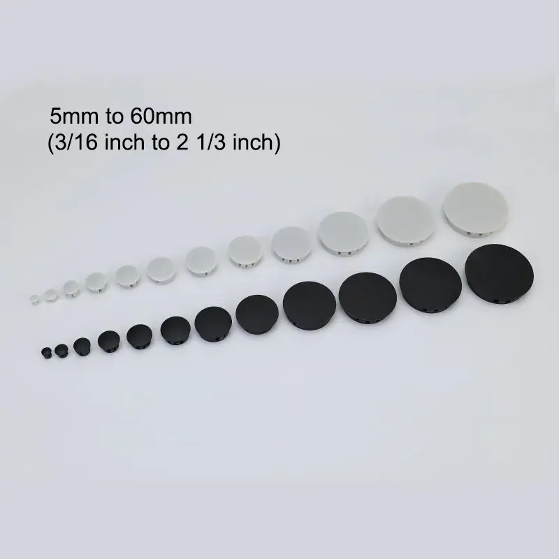 22Mm 20Mm 19Mm Zwart Nylon Plastic Ronde Snap In Mount Vergrendelingsgat Covers Pijp Eindkap Invoegen Pijp Eindkap Deksel