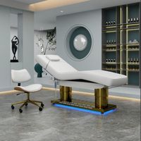 Table de massage esthétique à double colonne en acier inoxydable avec commande au pied, équipement de beauté, table de tatouage et de soins du visage, couleur personnalisable