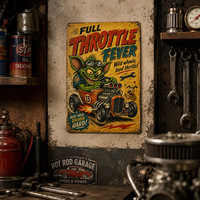 Letrero Metálico Retro Vintage de Carreras Hot Rod Monster, Letrero de Metal Estilo Antiguo para Garaje, Cueva del Hombre, Taller, Póster de Pared