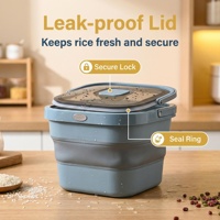 Bac de rangement pour riz sans BPA, pliable, hermétique, écologique, anti-fuite, grande capacité, avec fenêtre transparente, pour cuisine et garde-manger