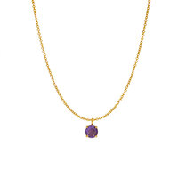 Collier tendance personnalisé en acier inoxydable 316L plaqué or PVD 14k 18k avec pendentif zircon pierre de naissance pour femme – Idéal comme cadeau